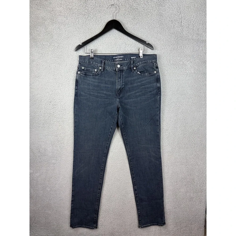 Banana Republic Travel Jeans Mens 34x30 Blue Wash Slim Tapered Stretch Denim Men